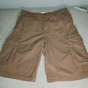 O’Neill Men’s Brown Pinstripe Cargo Shorts Size 34 Cotton Utility